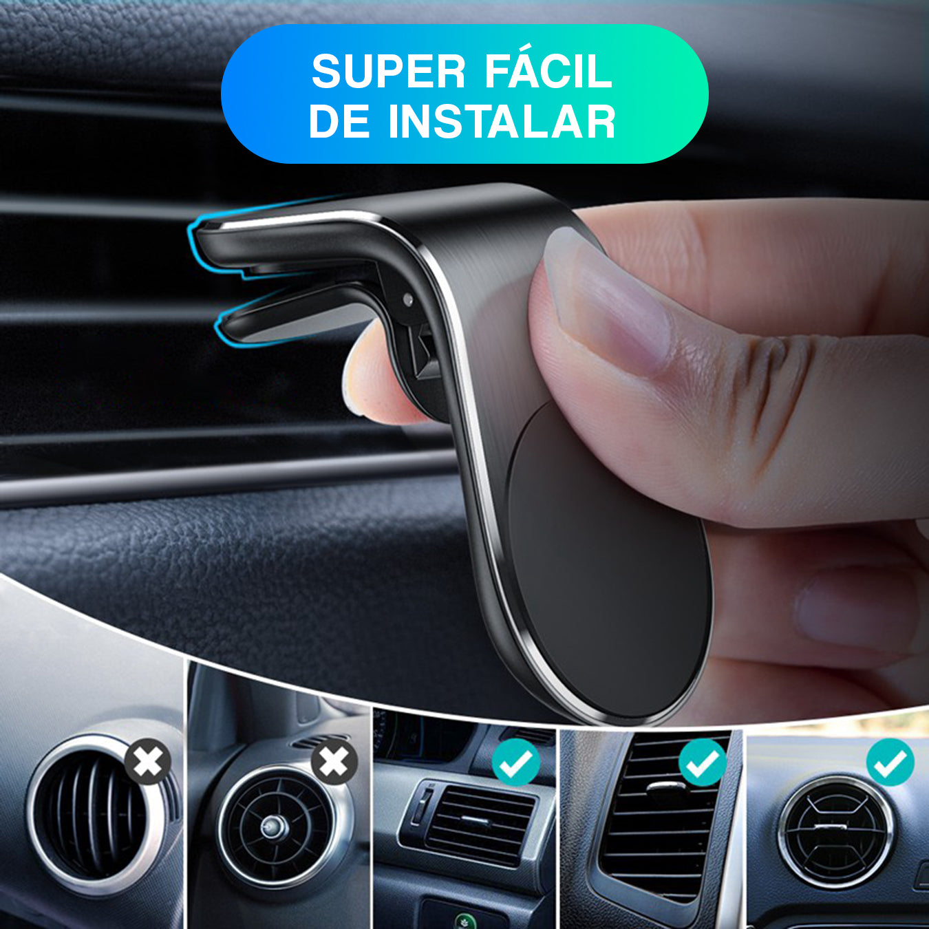 Suporte Celular Automotivo Universal Magnético Ar Condicionado Imã Veicular Carro 360°