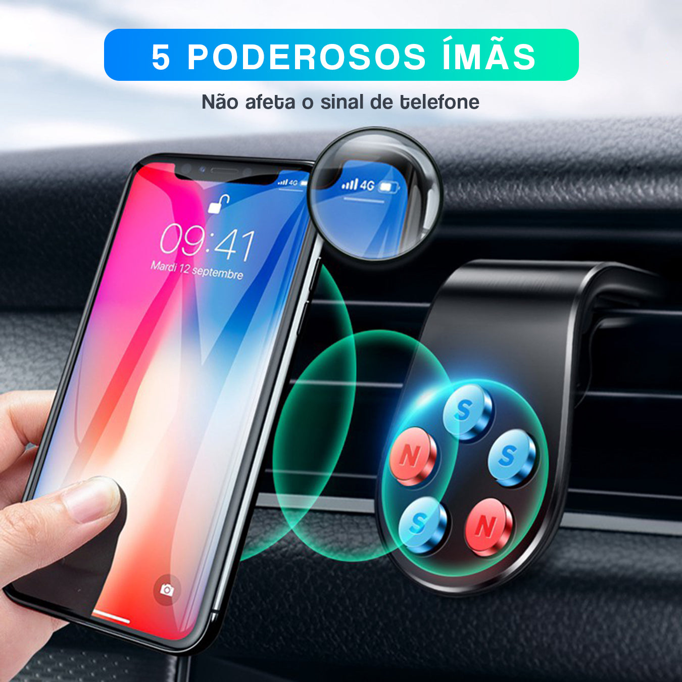 Suporte Celular Automotivo Universal Magnético Ar Condicionado Imã Veicular Carro 360°