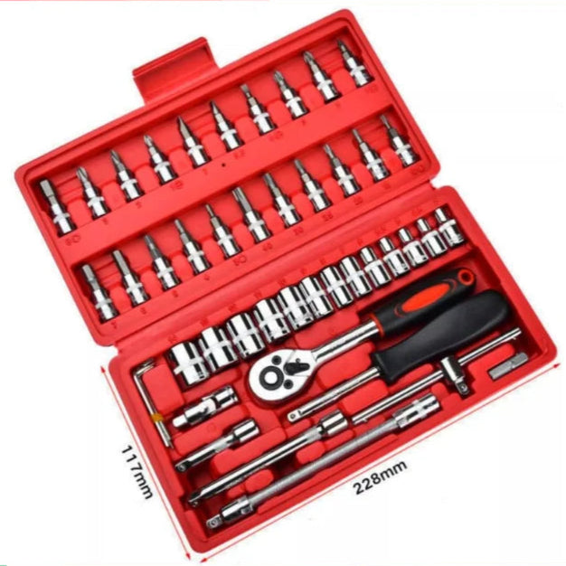 Kit Ferramentas 46 Peças - Chaves Catraca Jogo De Soquetes Allen Torx