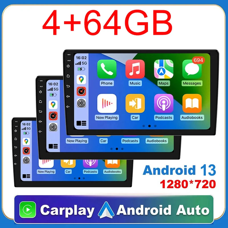 Multimídia Universal Android 13 – 10” | GPS, CarPlay & Android Auto