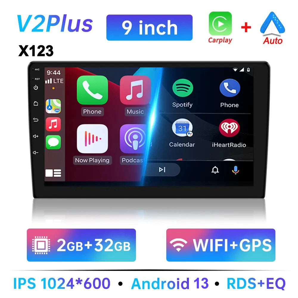 Multimídia Universal Android 13 – 9” | GPS, CarPlay & Android Auto