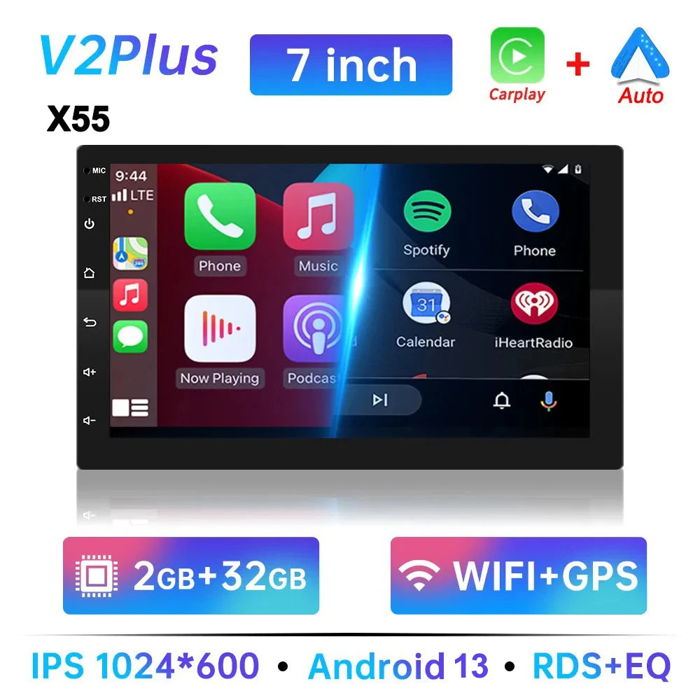 Multimídia Universal Android 13 – 7” | GPS, CarPlay & Android Auto