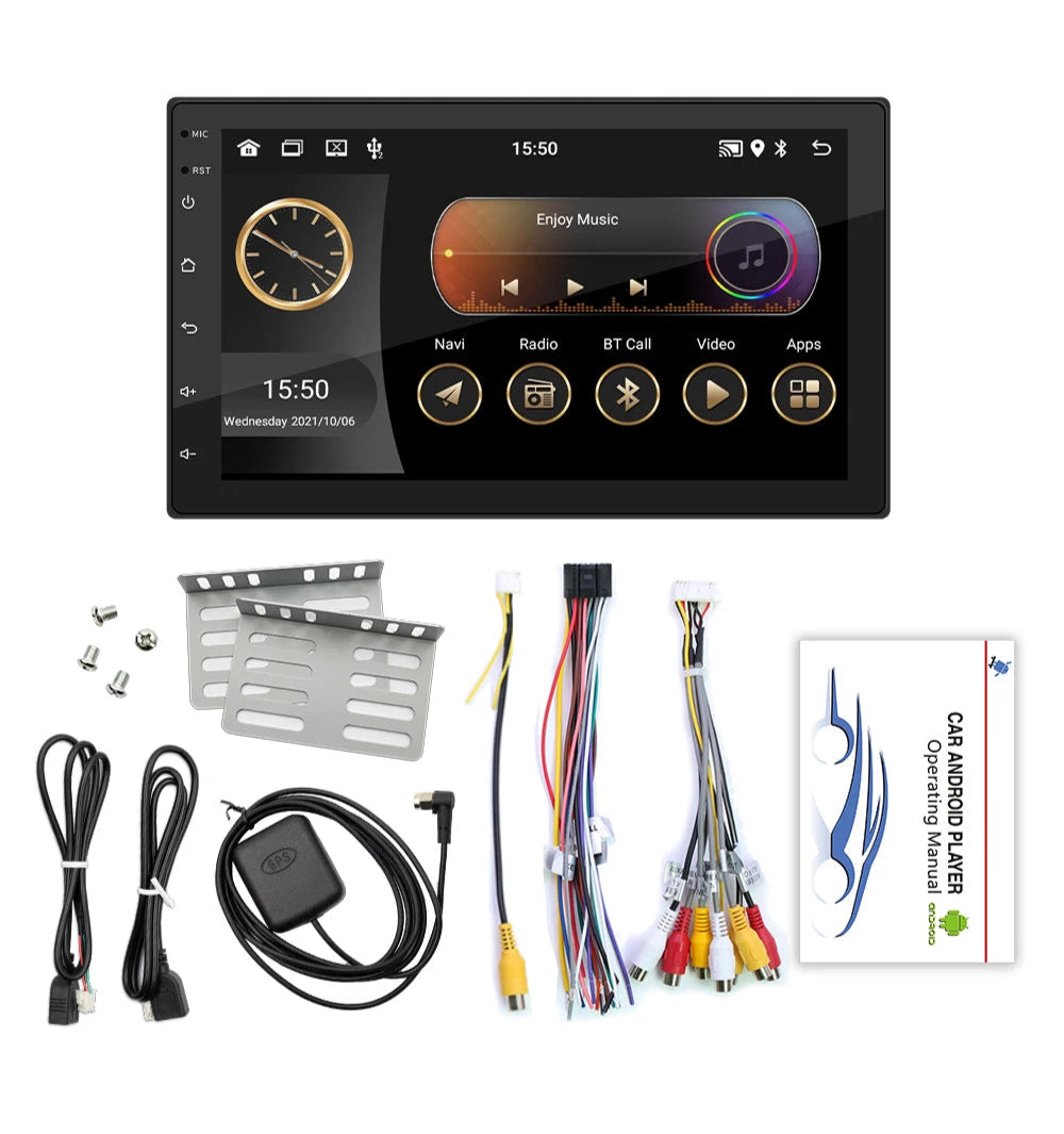 Multimídia Universal Android 13 – 7” | GPS, CarPlay & Android Auto