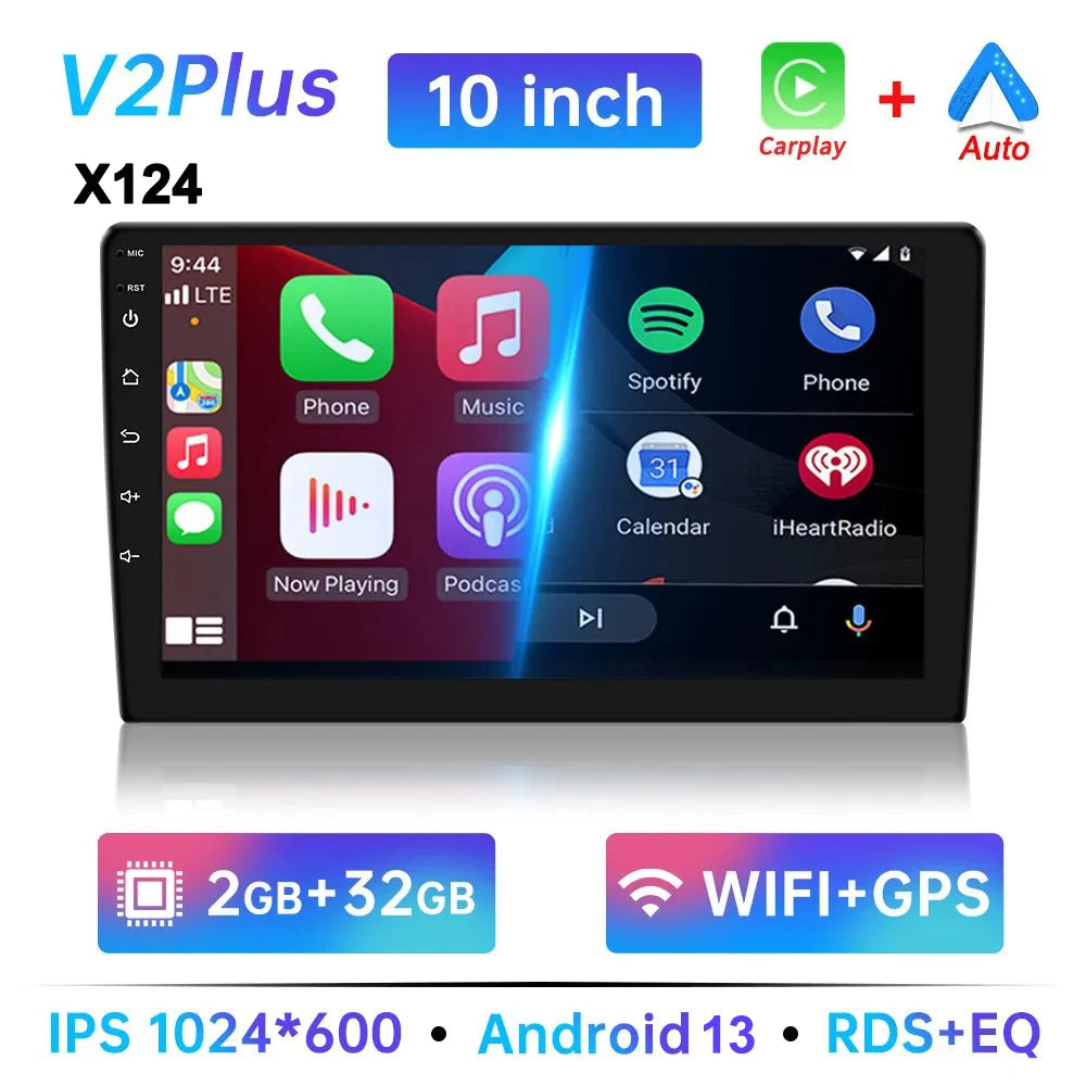 Multimídia Universal Android 13 – 10” | GPS, CarPlay & Android Auto