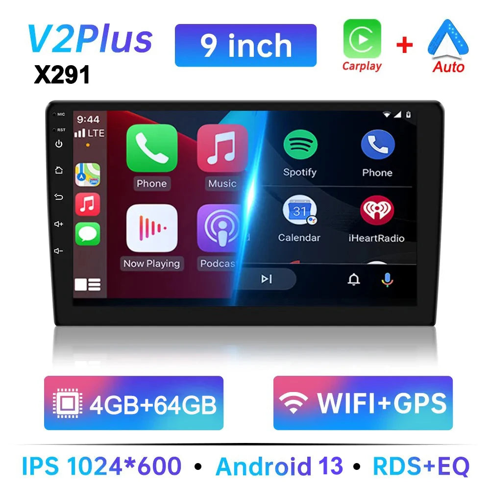 Multimídia Universal Android 13 – 9” | GPS, CarPlay & Android Auto