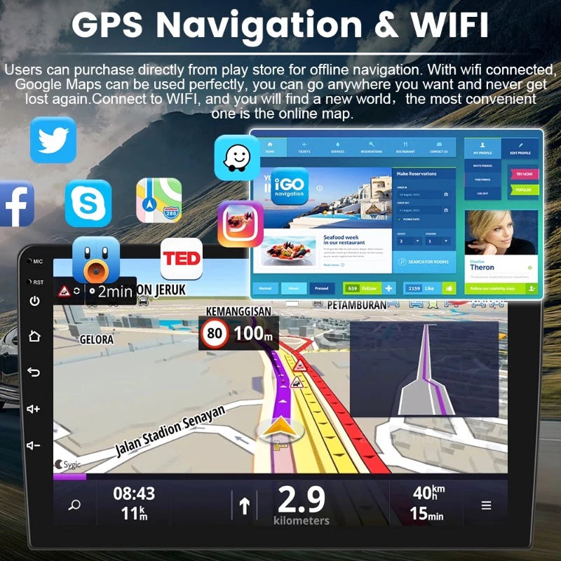 Multimídia Universal Android 13 – 9” | GPS, CarPlay & Android Auto