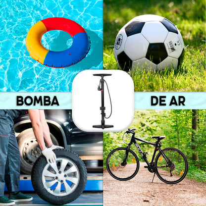 Bomba De Ar Pneus Bicicleta Carro Moto 160psi Manual Bico Duplo
