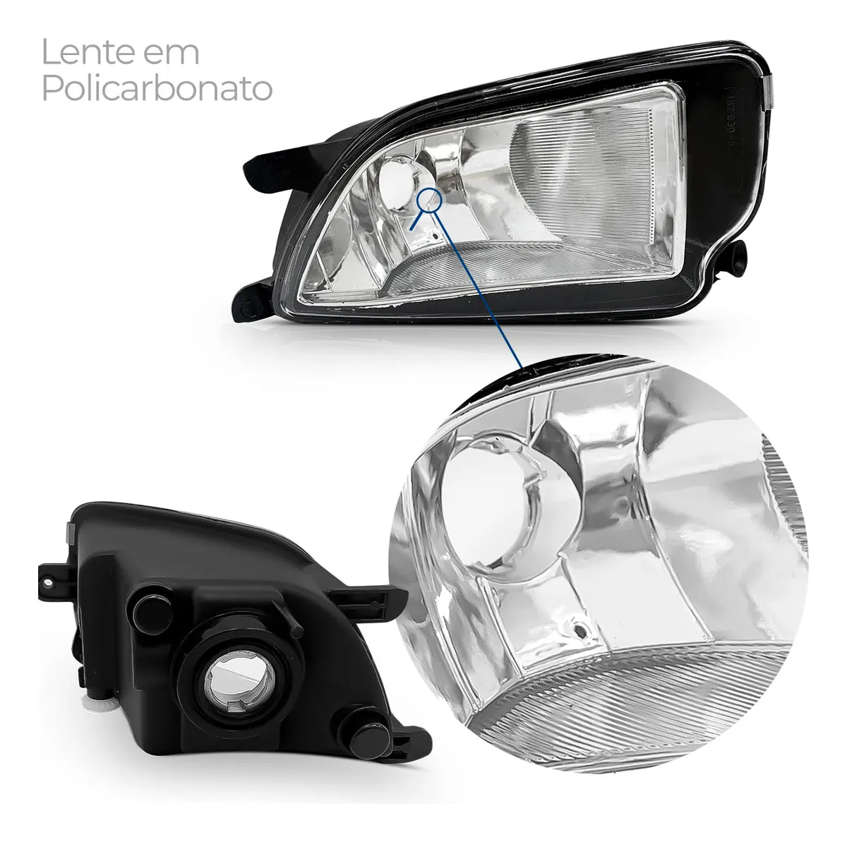 Kit Farol de Milha Gol G6 / Voyage G6 2013 a 2016 – Moldura Preta + Botão Tic Tac + Lâmpadas Halógenas + Pingos LED (Brinde)